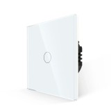 Intrerupator touch simplu cu indicator luminos, Luxion LXD-ST-101G-W, incastrat, rama din sticla inclusa, alb