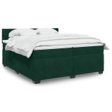 vidaXL Pat box spring cu saltea, verde &icirc;nchis, 200x200 cm, catifea 3288705