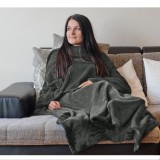 Patura cu Maneci Homelevel Gri 200x150 cm Poliester - Patura TV Calduroasa, Moale, Lavabila