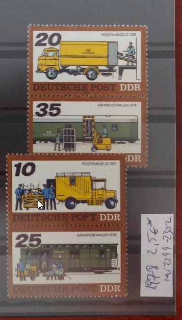 TS21 - Timbre serie DDR 1978 Mi2299-2302 auto feroviar trenuri