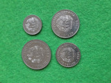 Monele 5 bani, 15 bani, 25 bani si 1 leu 1966, luciu de batere.
