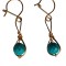 Cercei cu sfere de haolit turcoaz, fir metalic de gilt auriu, Bleu, 4 cm