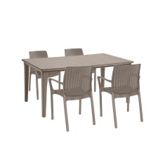 Set de mobilier de grădină Fubali 4+1 &icirc;n culoarea cappuccino