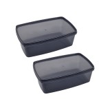 Cumpara ieftin Set 2 Caserola din plastic cu capac, COD-2601552, 2 x 700 ml, 180 x 115 x 55 mm