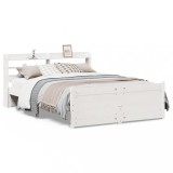 Cumpara ieftin Cadru de pat cu tablie, alb, 150x200 cm lemn masiv pin
