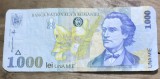 BNKRO05 Bancnota veche 1000 lei 1998 Mihai Eminescu hirtie Romania una mie lei circulata bani vechi colectie numismatica