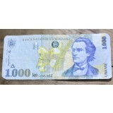 BNKRO05 Bancnota veche 1000 lei 1998 Mihai Eminescu hirtie Romania una mie lei circulata bani vechi colectie numismatica