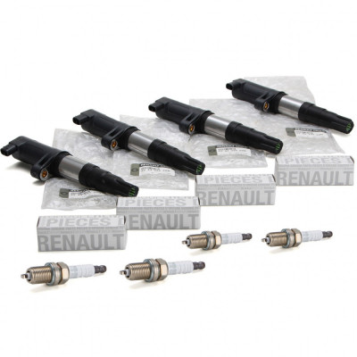 Set 4 Buc Bobina Inductie Oe Renault Espace 3 1996-2002 224333529R + 4 Buc Bujie Oe Renault 7700500155 foto