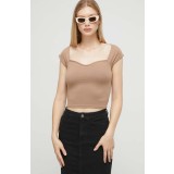Hollister Co. tricou femei, culoarea bej