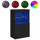 Cumpara ieftin Servanta cu lumini LED, negru, 60,5x37x100 cm