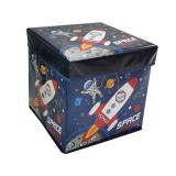 Taburet depozitare jucarii, Astronaut in Spatiu, 30x30x30, ATU-085116, Albastru, Oem