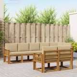 vidaXL Set de canapele de exterior cu pernă 8 pcs Natural și Bej 3366566