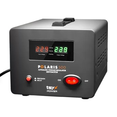 Regulator de tensiune cu servomotor, 500VA, tensiune la intrare 150-260V, delay 6-180s AVR-POLARIS-500VA foto
