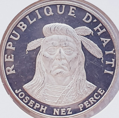 106 Haiti 10 Gourdes 1971 47g 99.9% Joseph Nez Perce km 84 proof argint foto