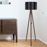 Lampa de podea Guildford 1 x E27 136 cm cu 3 picioare efect nuc negru [lux.pro] HausGarden Leisure
