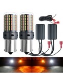 Set 2 x PY21W BAU15S cu dubla culoare Semnalizare galbena + Lumina de zi alba, Xenon Bright