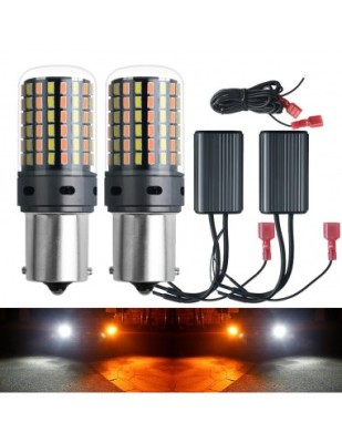 Set 2 x PY21W BAU15S cu dubla culoare Semnalizare galbena + Lumina de zi alba foto