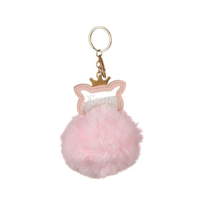 Breloc Pufos Pompon Purcelus, 10 cm, Roz, ATU-088736 foto