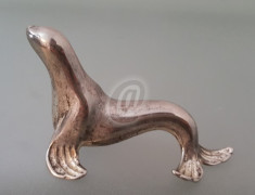 Statueta foca, metal, argintata, 8 cm foto