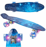 Skateboard cu LED-uri pentru copii 56x15cm Glowing Galaxy, Malplay