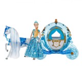 Set Păpușă, Caleasca și Cal, Păr Blond, Rochie Ciel, 3 Piese, Oem