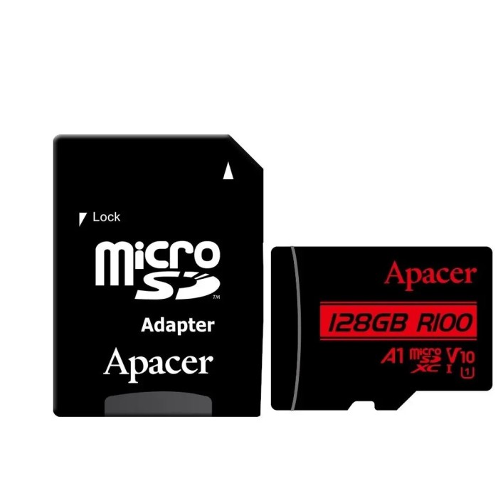 Card microSDXC UHS-I U1 V10 A1 Apacer 128GB R100 cu adaptor SD AP128GMCSX10UB-R