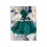 Cumpara ieftin Rochita Pentru Botez, Ann, Alb si Verde - DPH46