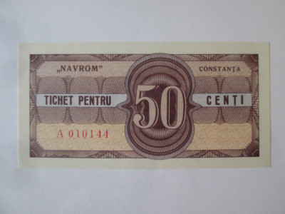 Romania tichet Navrom 50 centi UNC anii 80 foto