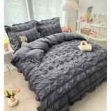 Cumpara ieftin Lenjerie de Pat Dublu, Bumbac Finet-Creponat, 6 Piese, Gri -JO254