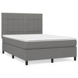 Cumpara ieftin Pat box spring cu saltea, gri inchis, 140x200 cm, textil