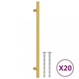 Manere de dulap, 20 buc., auriu, 224 mm, otel inoxidabil