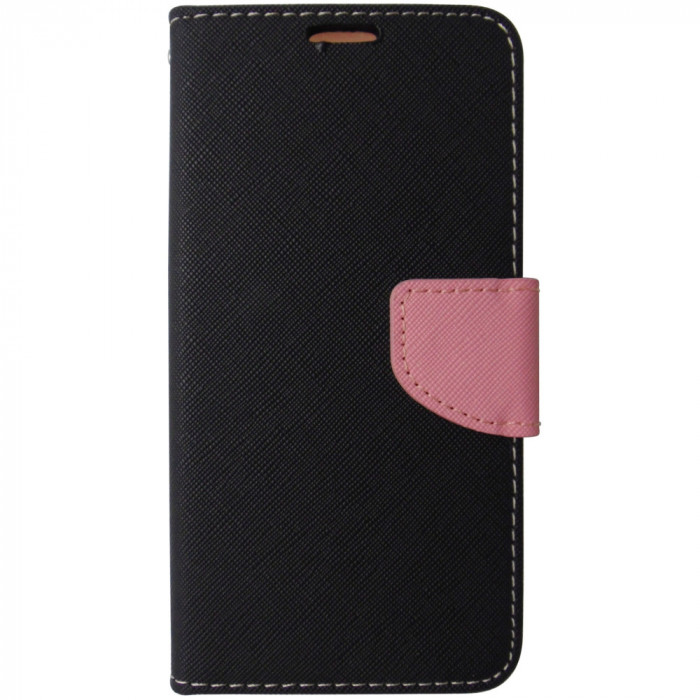 Husa tip carte cu stand Fancy Book negru cu roz pentru Samsung Galaxy S23 5G