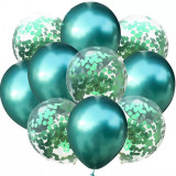 Buchet 10 baloane latex cu confetti Magic Green,12 inch, OLMA