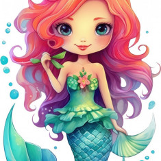 Sticker decorativ, Mica Sirena, Roz, 88 cm, 1344STK-1