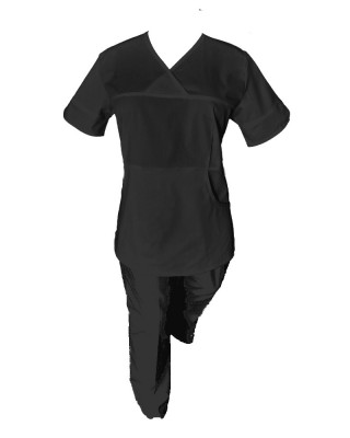 Costum Medical Pe Stil, Negru cu Elastan, Model Sanda - M, 4XL foto