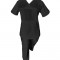 Costum Medical Pe Stil, Negru cu Elastan, Model Sanda - 4XL, L