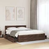 VidaXL Cadru de pat cu tăblie, stejar maro, 160x200 cm, lemn prelucrat