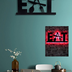 Decoratiune luminoasa LED, Eat, MDF, 60 LED-uri, Rosu