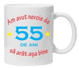 Cana alba personalizata &quot;am avut nevoie de 55 de ani&quot;, INOVATIX&reg;. 330ml