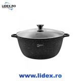 Oala cu capac Samus TOL32-OC, TOLEDO LINE, 32x14.5 cm, 9.9l, Capac din sticla termorezistenta, Negru