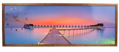 Tablou Cu Ceas Inramat 35X100 Cm Sunset, foto