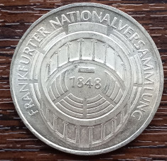 (A1092) MONEDA ARGINT GERMANIA - 5 MARK 1973, LIT. G, ADUNAREA NAT. FRANKFURT foto