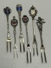SET 6 FURCULITE ARGINT 835 - Pt aperitiv - Suvenir Germania - 44g. - Vintage, Tacamuri