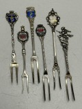SET 6 FURCULITE ARGINT 835 - Pt aperitiv - Suvenir Germania - 44g. - Vintage, Tacamuri