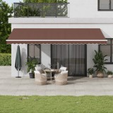 VidaXL Copertină retractabilă manual cu LED, maro, 600x300 cm