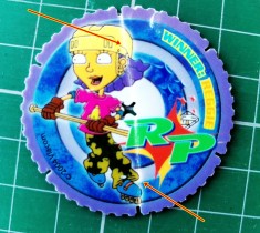 Jeton serial TV animație Rocket Power de la Viacom 2004 4.5 cm Sam Vs Reggie 59 Power Level Roți &icirc;ncinse Star Food surprize snaks-uri cartonașe