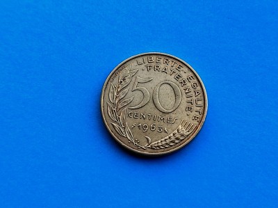 50 Centimes 1963 Franta -XF++-RAR foto