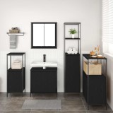 Set de mobilă pentru baie 5 piese din lemn de stejar negru