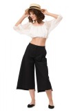 Cumpara ieftin Pantaloni dama culottes din bumbac, Negru, 34, 36, 38, 40, 42, 44, 46, Straie