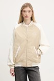 Tommy Jeans geacă bomber culoarea bej, de tranzitie, DW0DW21432